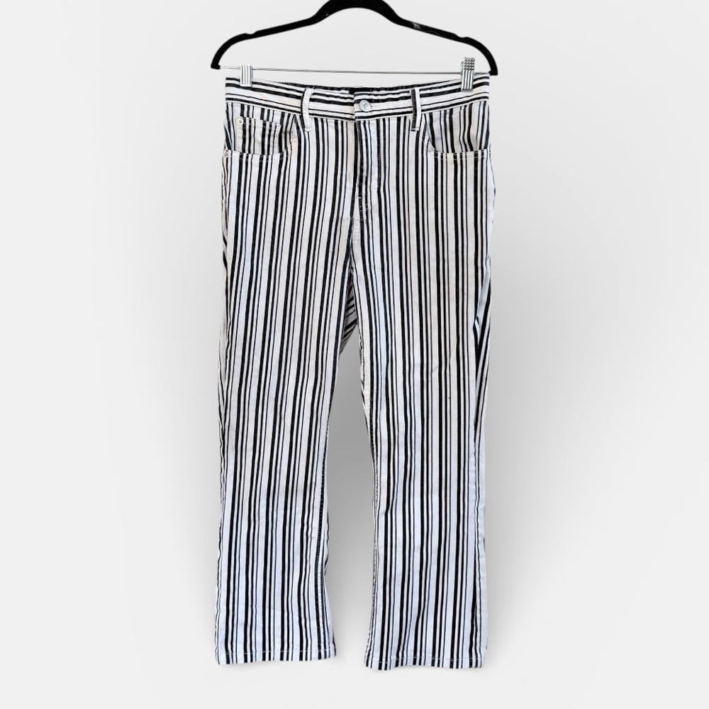 BDG crop kick flare pants in b&w stripe
